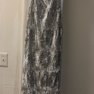 NWT AKIRA Silver Strapless Dress